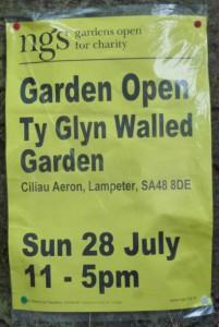 advert for Ty Glyn open garden