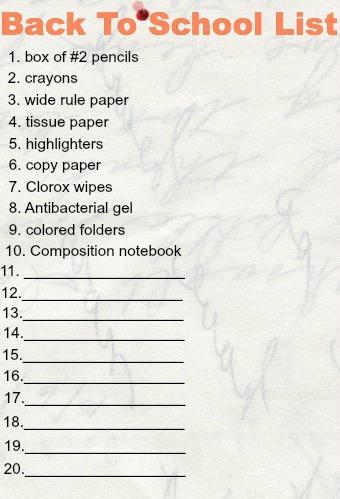 Back To School Supply List Free Printable Paperblog