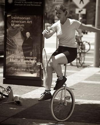 Woman on a unicycle