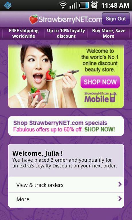 StrawberryNet Worldwide Discount Shopping App on iPhone and Android