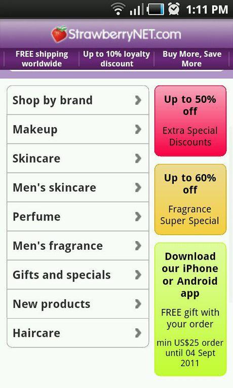 StrawberryNet Worldwide Discount Shopping App on iPhone and Android