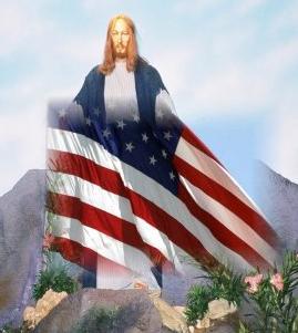 Picture of Jesus with American flag