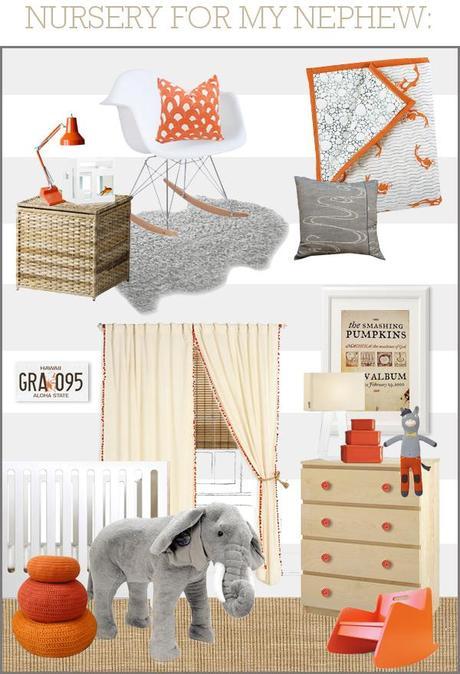 NURSERY FOR MY NEPHEW: Gray/White/Orange