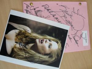 Signed photo and script belonging to Kristin Bauer van Straten