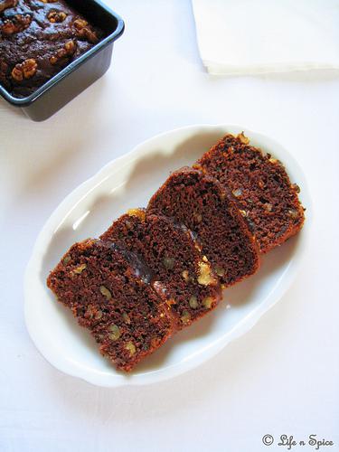 Eggless Zucchini-Chocolate Bread with Walnuts