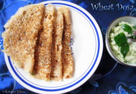 Wheat Dosa (Godhi Dosa) with Coconut Chutney