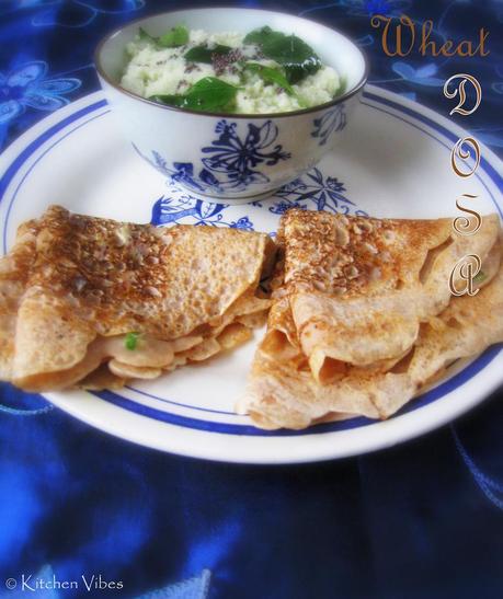 Wheat Dosa (Godhi Dosa) with Coconut Chutney