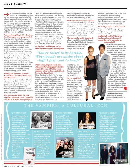 Scans of Anna Paquin in the September issue of Stylist Magazine