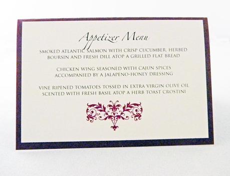 Wedding Menu Card Wording