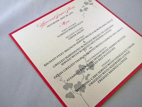 Wedding Menu Card Wording