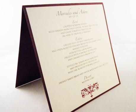 Wedding Menu Card Wording