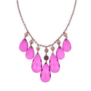 pink briolette bib necklace