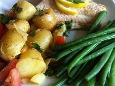 Tips: Salmon Ideas Served with Crushed Potatoes Tomato, Chilli Coriander