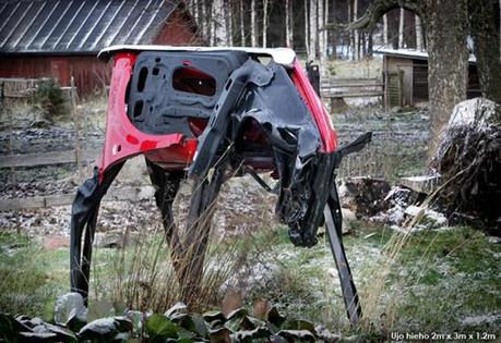 Discarded Car Parts to Make Giant Sculptures of Cows + More Car art