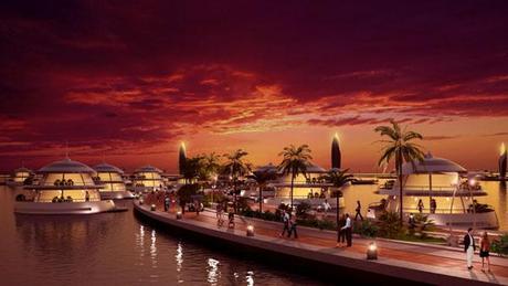 Rendering of the resort at sunset