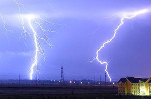 Lightning over the outskirts of Oradea, Romani...