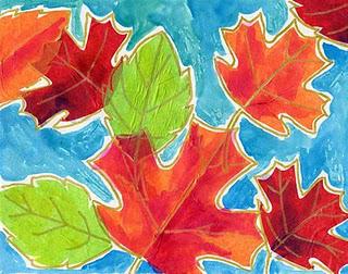 Tissue Paper + Watercolor Fall Leaves