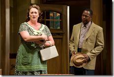 (left to right) Kirsten Fitzgerald and ensemble member James Vincent Meredith in Steppenwolf Theatre Company’s production of Clybourne Park by Bruce Norris, directed by ensemble member Amy Morton.  Photo by Michael Brosilow.