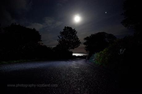 Landscape photo - moon rising over the Brae at Scalasaig, on the island of Colonsay, Scotland