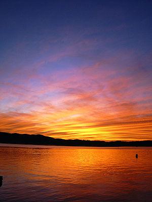 colourful sunset. knysna, south africa. slight...