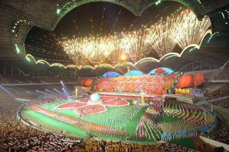 View of the Arirang performance at Kim Il Sung Stadium in Pyongyang on 26 July 2013.  The DPRK's mass games, which were cited by the Guinness Book of World Records, derive from 19th century Czech nationalist events (Photo: Rodong Sinmun).