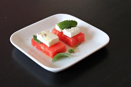 Watermelon with feta cheese & mint #102