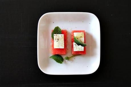 Watermelon with feta cheese & mint #102
