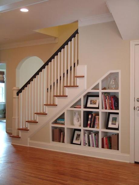 Book Shelves Under Stairs