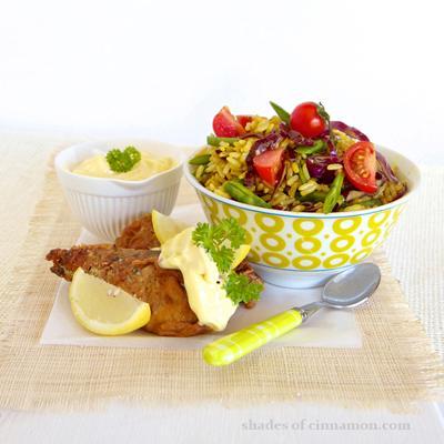 Spicy Rice salad with a side serving of crispy pilchards post image