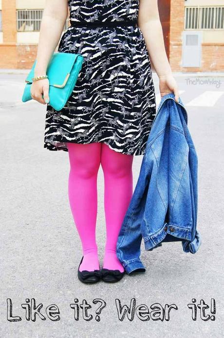 Primark Zebra dress and hot pink tights  - TheMowWay.com