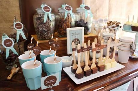 Hot Cocoa Bar Party a Delicious Chocolate and Pale Blue Themed Party by