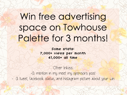 Win free advertising space on Townhouse Palette for 3 months!