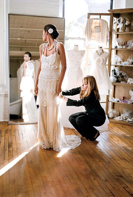 Claire Pettibone lace embroidered wedding dress