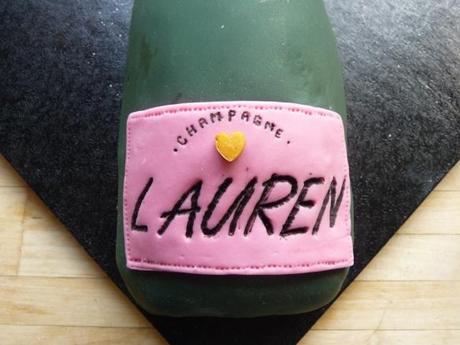 lauren personalised champagne label cake heart wedding pink