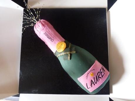 lauren personalised champagne bottle celebration wedding hen party cake pink and gold