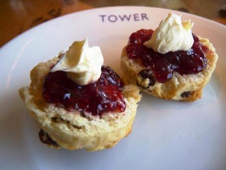 fresh fruit scones with jam and clotted cream at tower restaurant national museum of scotland edinburgh