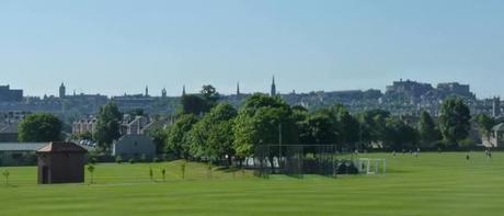 edinburgh city view from bus tour to leith suburbs castle and old town volcanic plug
