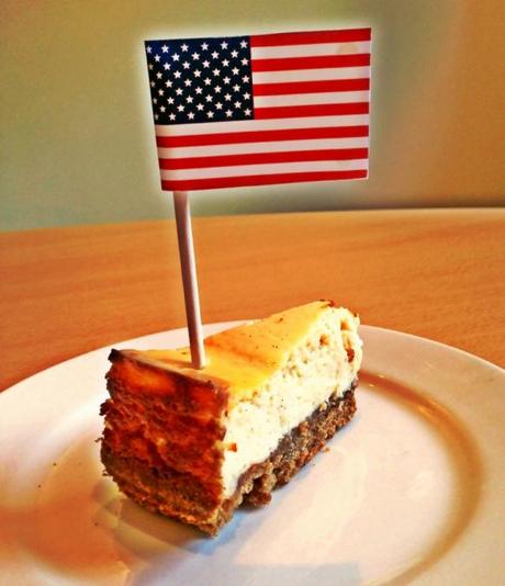 american independence day happy fourth of july recipe usa flag in baked new york vanilla cheesecake slice