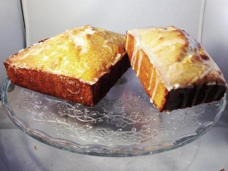 little and large lemon loaf cakes sugar drizzle crust white drip icing