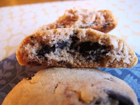 Sweetened condensed milk chocolate chip cookie broken open