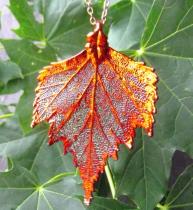 birch leaf pendant and chain