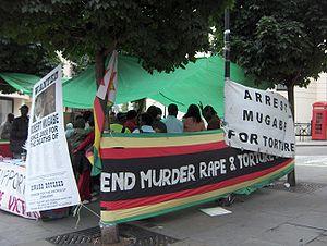 Demonstration against Robert Mugabe's regime n...