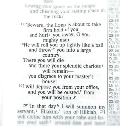 Isaiah 22: 17-18