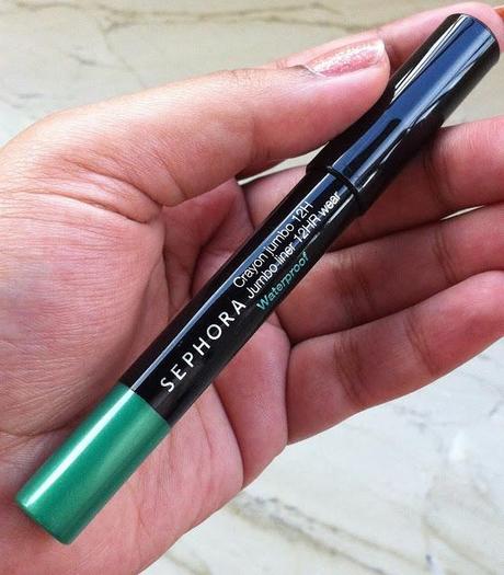 Sephora Crayon Jumbo Liner 12 Hr wear Waterproof Pencil Green - Review, Swatch
