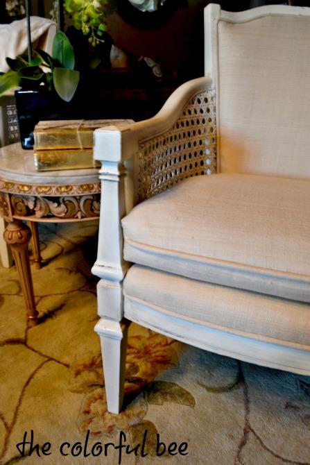 vintage caned chair revamped and antiqued with Annie Slaon Chalk Paints