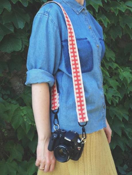 DIY vintage ribbon camera strap