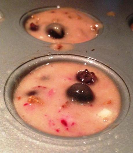 blackcurrant mini muffin mixture in tin recipe and method