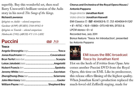 Tosca DVD on the Gramophone Classical Music Awards 2013 shortlist