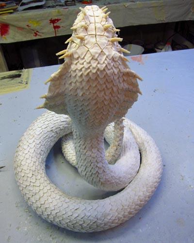 Paper Mache Naga- Dragon Queen of Snakes-finished sculpting