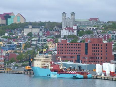 colorful St John's harbor and homes in Newfoundland - Canada